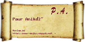 Paur Anikó névjegykártya